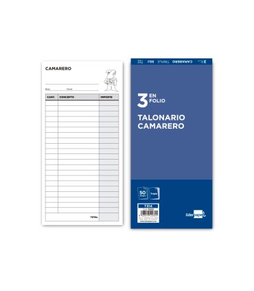 Talonario liderpapel camarero 3 fº original y 2 copias t314